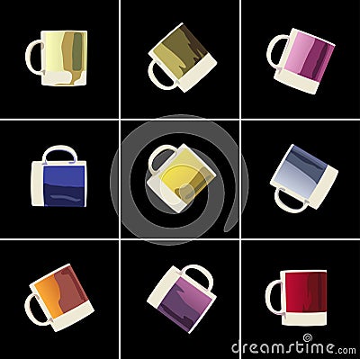 Colorful cups Vector Illustration