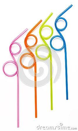 Colorful Curly Drinking Straws Stock Photo