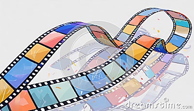 Colorful curve filmstrip, cinema syle film strip background Stock Photo