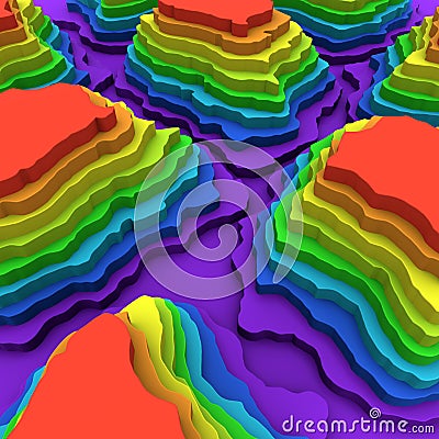 Colorful cut 3D topography levels background Stock Photo