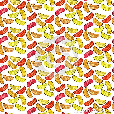 Colorful cute delicious tasty yummy ripe juicy lovely orange summer autumn dessert orange, mandarine and lemon slices pattern Vector Illustration