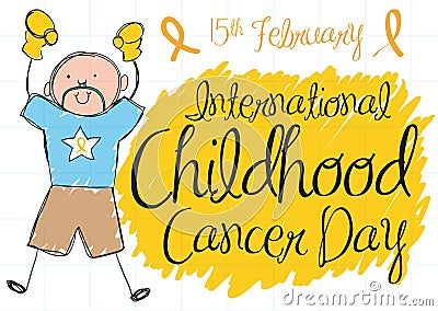 Colorful Cute Doodle of Boy for International Childhood Cancer Day, Vector Illustration Vector Illustration