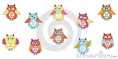 Colorful cute owl vector background Vector Illustration