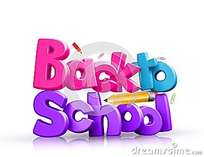 Colorful 3d Back to school text Stock Photo