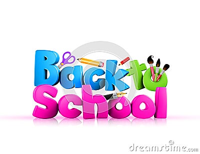 Colorful 3d Back to school text Stock Photo