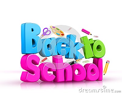 Colorful 3d Back to school text Stock Photo