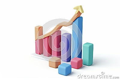 Colorful 3D bar chart visualizing data trends and analysis, representing business growth, performance, and financial statistics Stock Photo