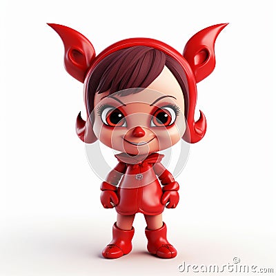 Colorful 3d Devil Doll: Cute And Detailed Female Character Cartoon Illustration