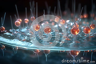 Colorful 3D Illustration Depicting the Process of Electrolysis in a Chemical Cell Stock Photo