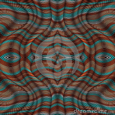 Colorful 3d lines vector seamless pattern. Modern ornamental surface background. Volume repeat line art intricate backdrop. Wave Vector Illustration