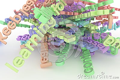 Colorful 3D rendering. Background abstract CGI typography, bunch Stock Photo
