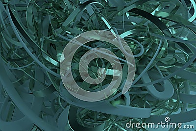 Colorful 3D rendering. Bunch of messy string geometric. For graphic design or background, CGI composition. Cartoon Illustration