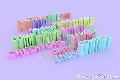 Colorful 3D rendering. CGI typography, business finance related Stock Photo