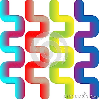 Colorful 3d zigzag isolated background. Vector Vector Illustration