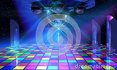 Colorful Dance Floor With Several Disco Balls Stock Photo - Image: 18785840
