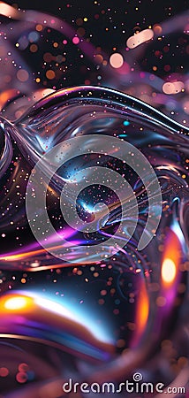 colorful dark holo glass waves background and wallpaper Stock Photo