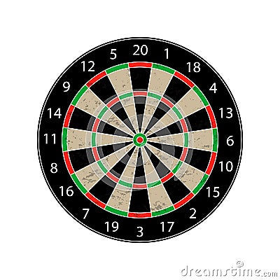 Colorful Dartboard - Textured Vector Illustration - Isolated On White Background Vector Illustration