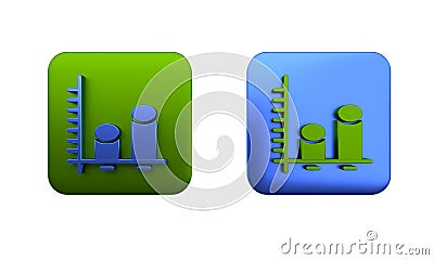 Colorful Data analysis icon isolated on white background. Square button. 3D render illustration Cartoon Illustration