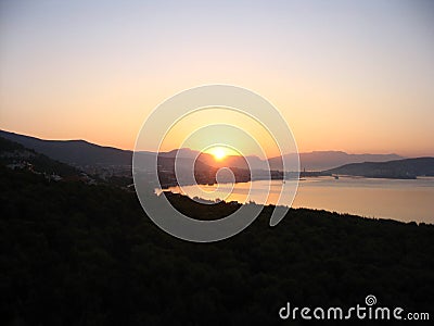 Colorful dawning at the Adriatic coast Stock Photo