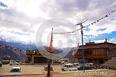 Colorful Decor at Monastery, in Village of Gue, Spiti Stock Photo