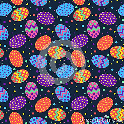 Colorful decorated eggs seamless pattern Vector Illustration