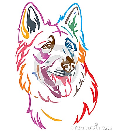 Colorful decorative portrait of Dog Berger Blanc Suisse vector illustration Vector Illustration