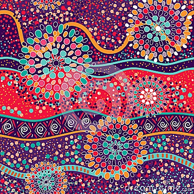 Colorful decorative pattern. Ethnic background. Australian abstract style Vector Illustration