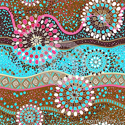 Colorful decorative pattern. Ethnic background. Australian abstract style Vector Illustration