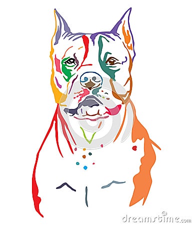 Colorful decorative portrait of American Staffordshire Terrier vector illustration Vector Illustration