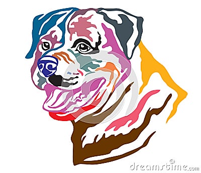 Colorful decorative portrait of Dog Rottweiler vector illustration Vector Illustration