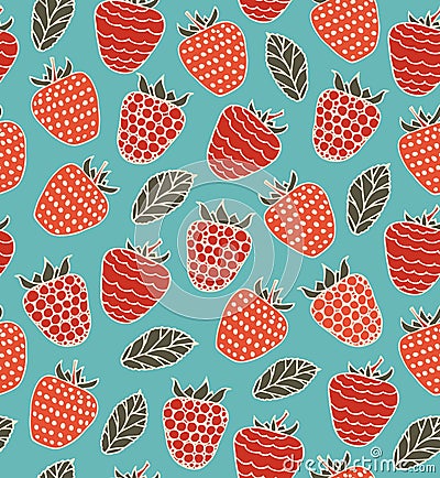 Colorful decorative seamless pattern with berries Vector Illustration