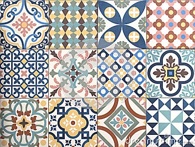 Colorful, decorative tile pattern patchwork design Stock Photo