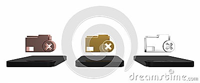 Colorful Delete folder icon isolated on white background. Delete or error folder. Close computer information folder Cartoon Illustration