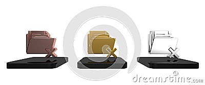Colorful Delete folder icon isolated on white background. Folder with recycle bin. Delete or error folder. Close Cartoon Illustration