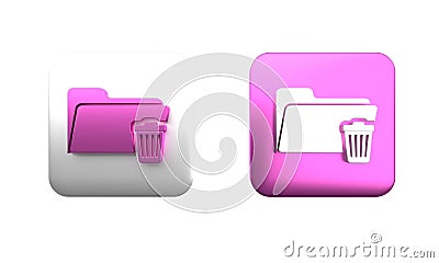 Colorful Delete folder icon isolated on white background. Folder with recycle bin. Delete or error folder. Close Cartoon Illustration