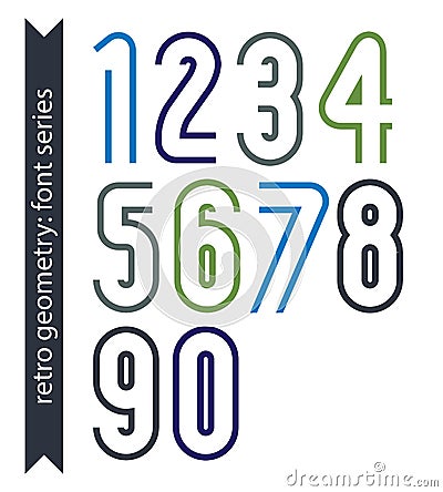 Colorful delicate retro numbers set, vector digits Vector Illustration