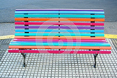 Colorful design bench on the street Stock Photo