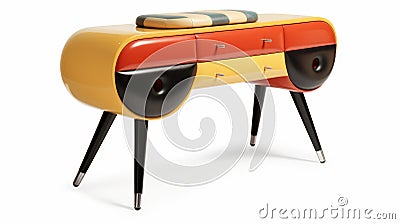 Colorful Desk With Hyperrealistic Details And Machine Age Aesthetics Stock Photo