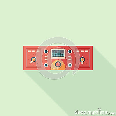 Sound compressor flat square icon with long shadows. Vector Illustration