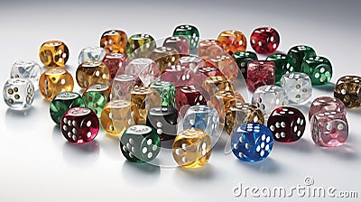 colorful dice against a pristine white background Stock Photo