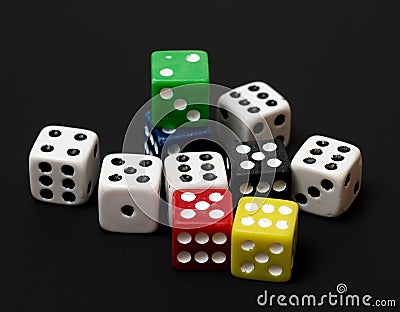 Colorful dice. Stock Photo