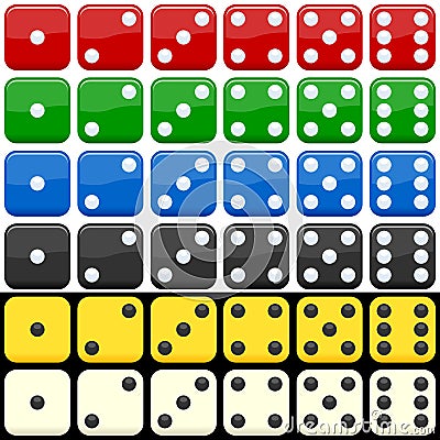 Colorful Dice Set Vector Illustration