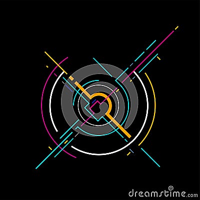 Digital geometric data network elements abstract background Vector Illustration