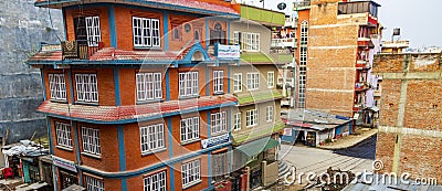 Colorful dirty dusty street construction area in Sinamangal, Kathmandu, Nepal Editorial Stock Photo