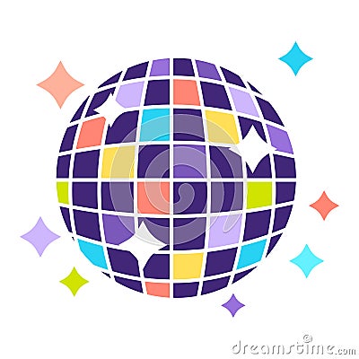 Colorful disco ball that shines bright isolated illustration Vector Illustration