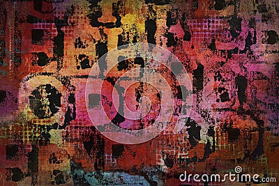 Colorful Distressed Text Fragment Texture Stock Photo