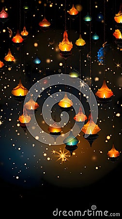 Colorful Diwali candles. New Year's fun and festiv Vector Illustration