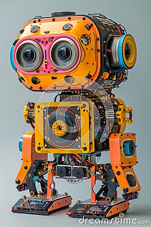 Colorful DIY robotics kit for kids to create simple robots and learn STEM. Stock Photo
