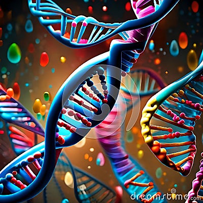 Colorful dna - ai generated image Cartoon Illustration