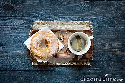 Colorful Donuts and coffee breakfast composition with different color styles Stock Photo